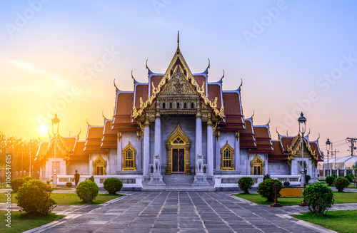 Wat Benchamabophit, famous public temple in Bangkok Thailand. © Eakkaluk
