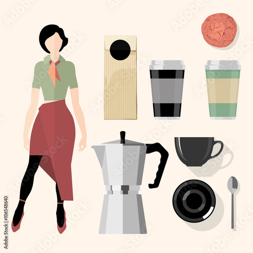 Coffee. Kitchen, bar, restaurant design elements. Vector Set