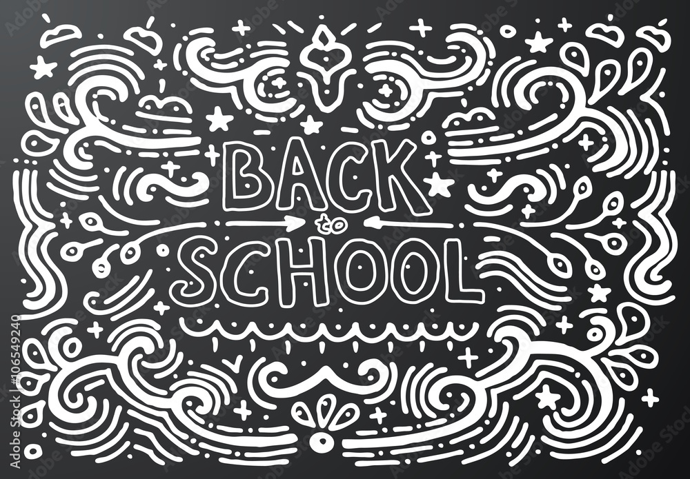 Back to school chalkboard sketch Vector illustration