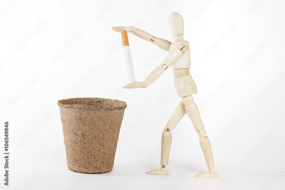 wood mannequin throw in the trash one cigarette wood mannequin throw in the trash one cigarette