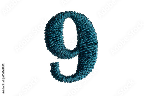 Wallpaper Mural Number 9, alphabet of green thread isolated on white background Torontodigital.ca