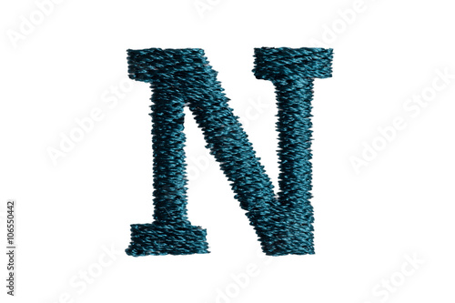 Embroidery Designs alphabet N isolate on white background