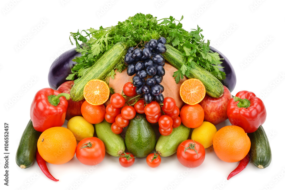 fruit and vegetable isolated on white background fruit and vegetable isolated on white background