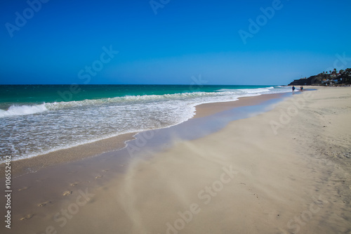 Amazing sandy beach and blue ocean in Fuereventua, Canary Island ,Spain