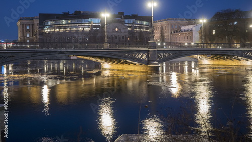 The Swedish Parliament winter time-lapse photo