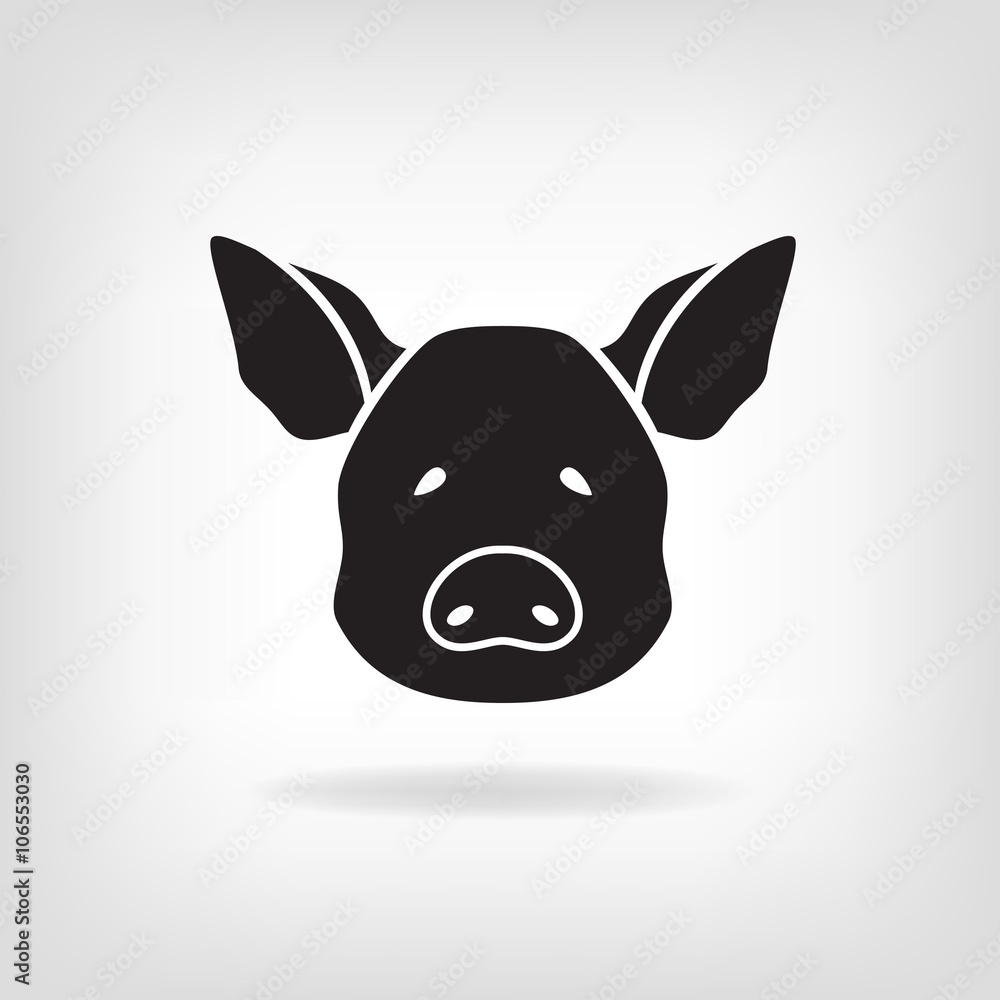 Stylized head of a pig on light background.