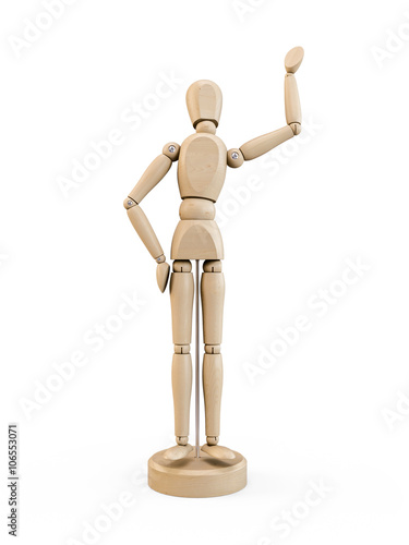 Wooden man figure isolated on white background