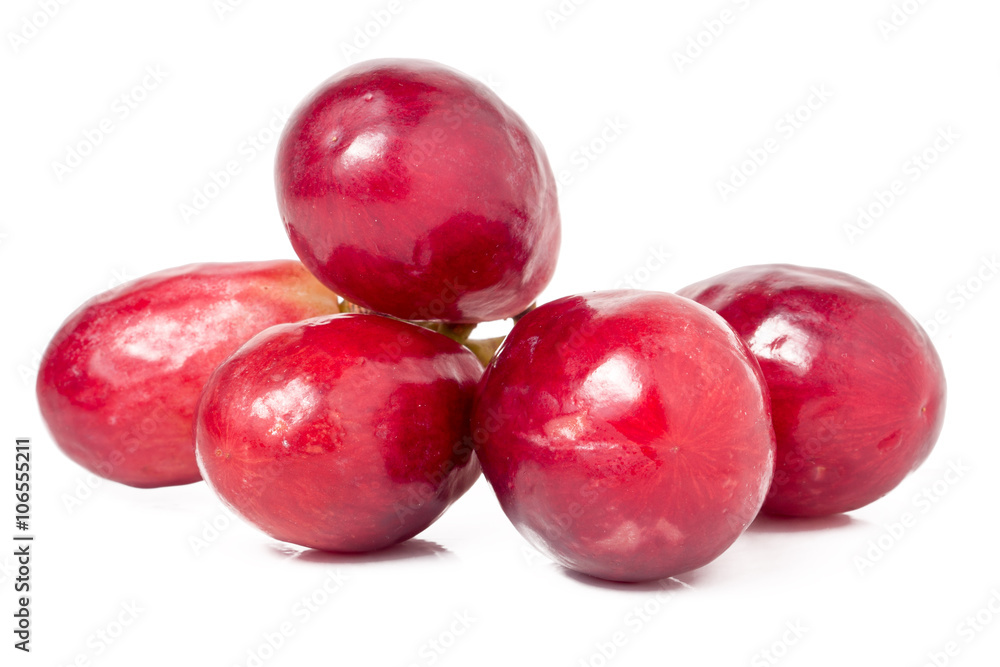 Red grape berry bunch isolated on white background cutout