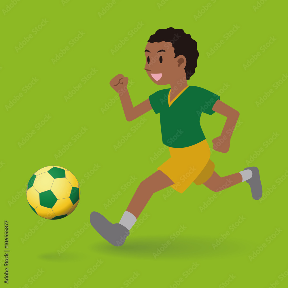 boy playing football, soccer player, vector illustration