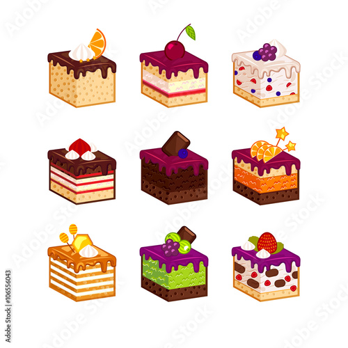 Cake slices with flavour decor