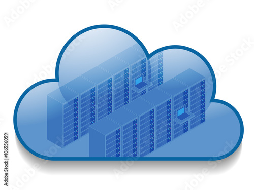 data servers in cloud icon, cloud computing icon, vector illustration