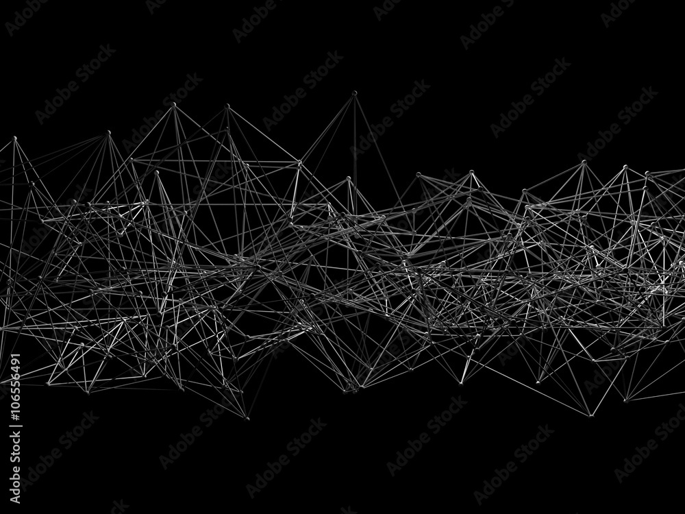 Fototapeta premium Abstract wire frame mesh isolated on black