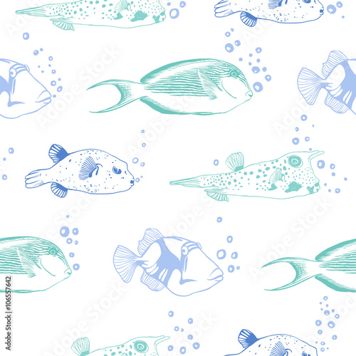 Seamless pattern. Red Sea Fishes