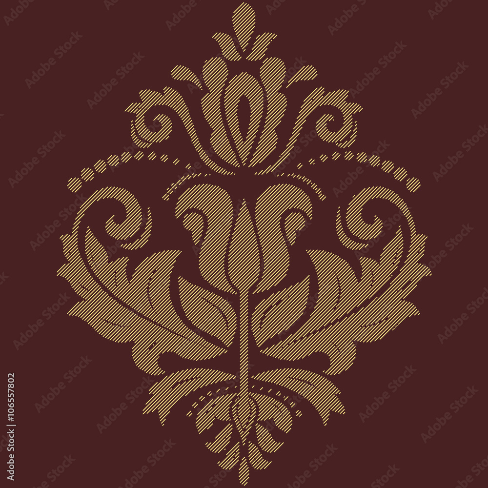 Oriental vector pattern with arabesques and floral elements. Traditional classic brown and golden ornament Oriental vector pattern with arabesques and floral elements. Traditional classic brown and golden ornament