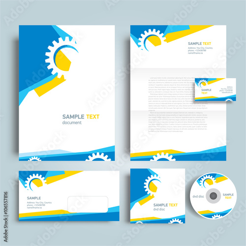 corporate identity template design abstract gear, cmyk profile