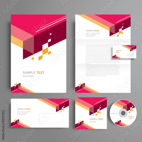 corporate identity template design geometric abstract, cmyk prof