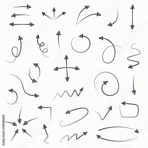 Sketch arrow set. Vector illustration for your business and education design. Hand drawn Elements for design photo