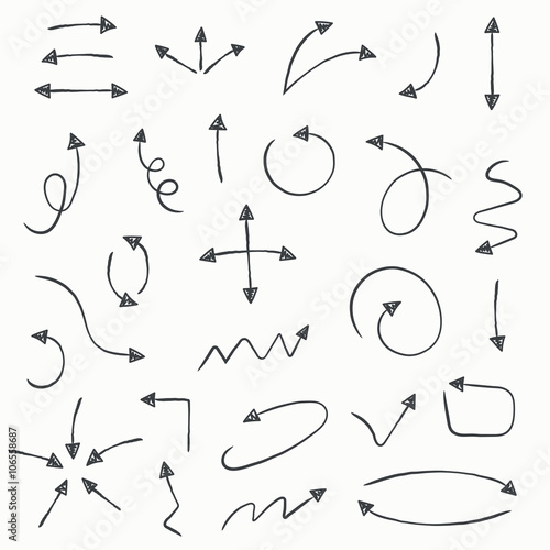 Sketch arrow set. Vector illustration for your business and education design. Hand drawn Elements for design