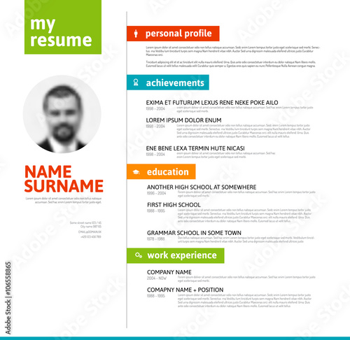 cv / resume template with nice typography