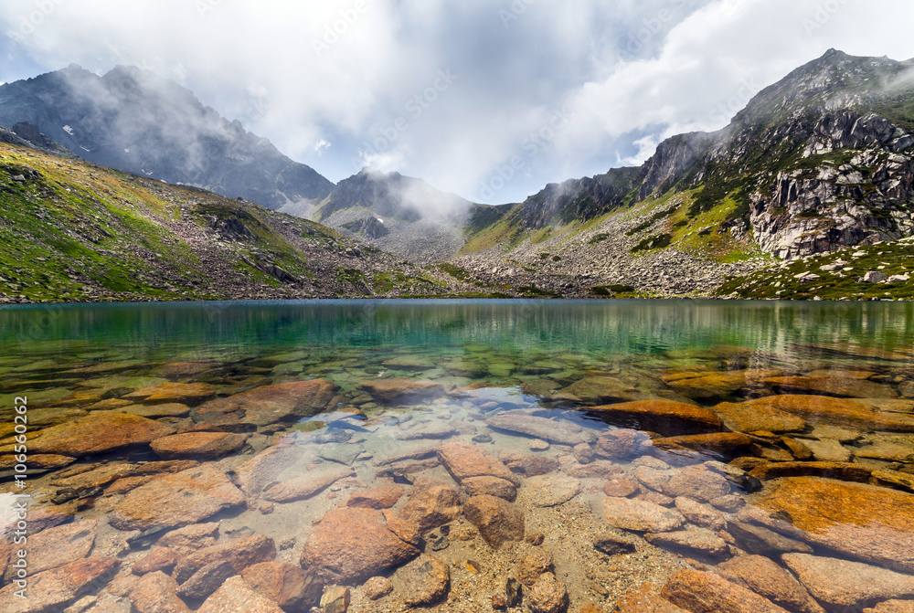 Naklejka premium Lake on a plateau on Kackar Mountains in the Black Sea Region, Turkey