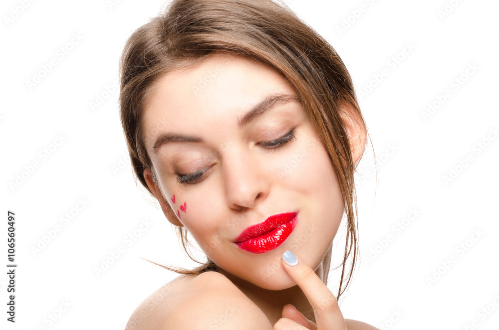 Beauty model girl with perfect face isolated over white Beauty model girl with perfect face isolated over white