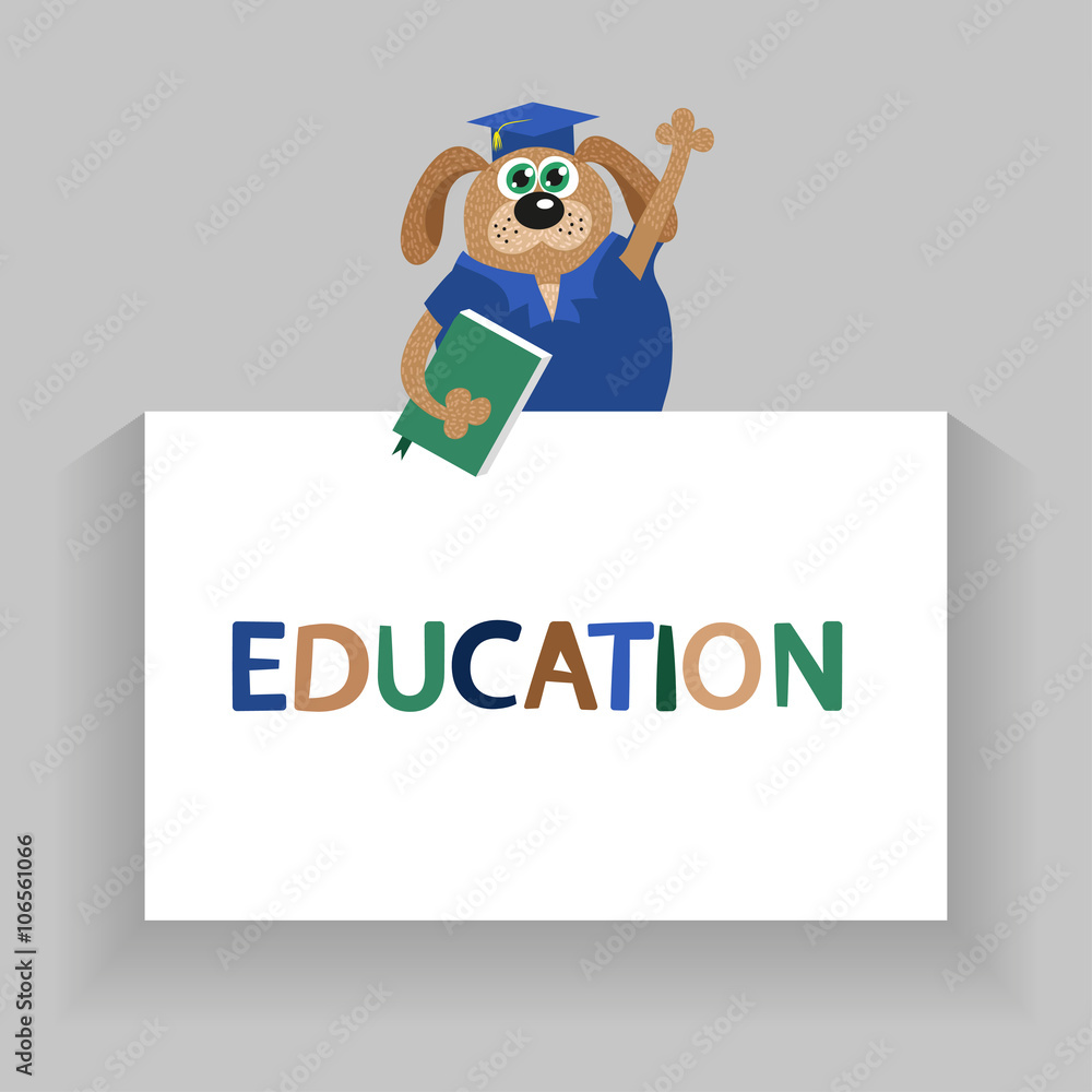 Fototapeta premium Dog or pappy.. Vector education background.