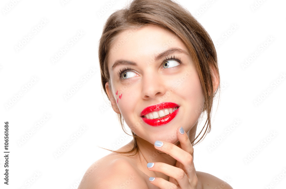 Beauty model girl with perfect face isolated over white Beauty model girl with perfect face isolated over white