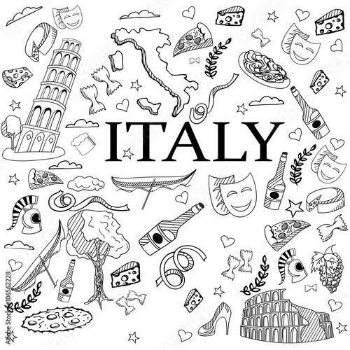 Italy line art design vector illustration
