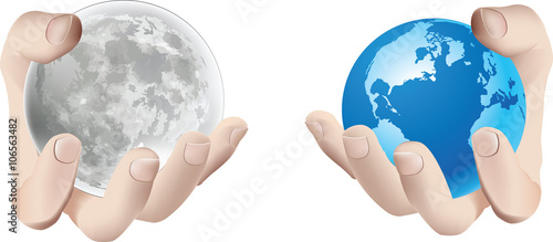 terra e luna in mano