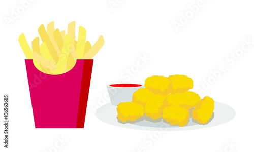 Fast Food Snacks Meal Soda Vector Icon