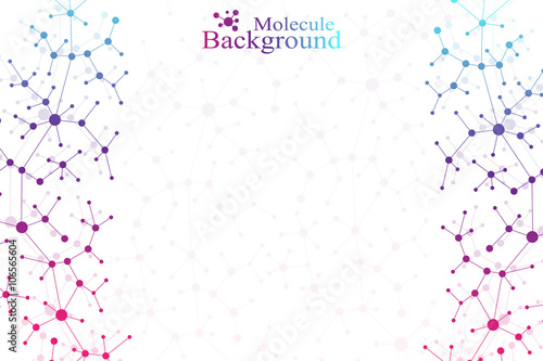 Colorful graphic background molecule and communication. Connected lines with dots. Medicine, science, technology design .Vector illustration