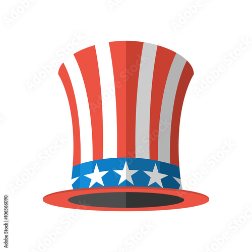 Uncle Sam hat on white background. Cylinder Uncle Sam USA. Ameri