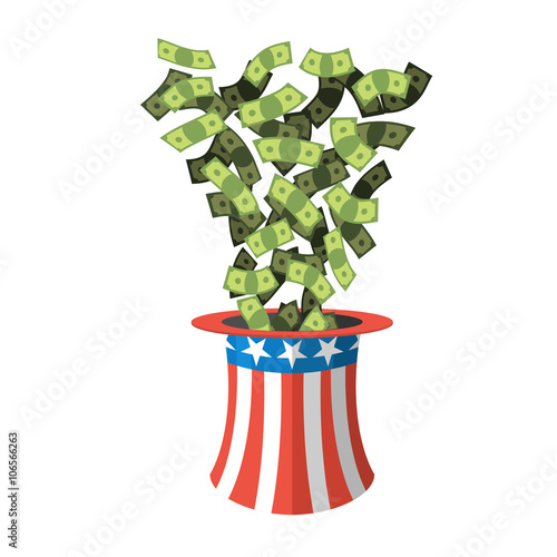 Uncle Sam hat and money. American hat. Hat for independence day.