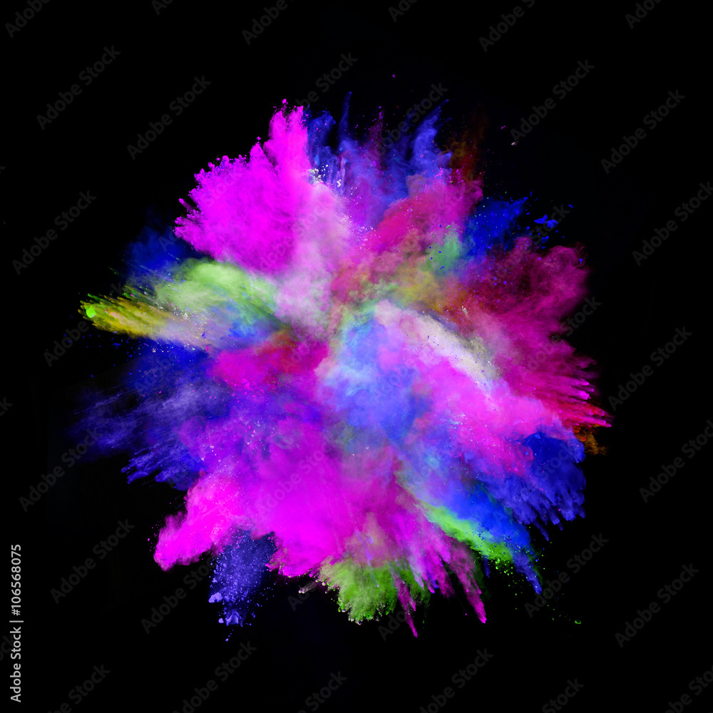 Explosion of colored powder on black background Explosion of colored powder on black background