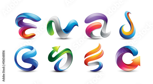 Abstract Colorful 3D Logo Design Set © nospacestock