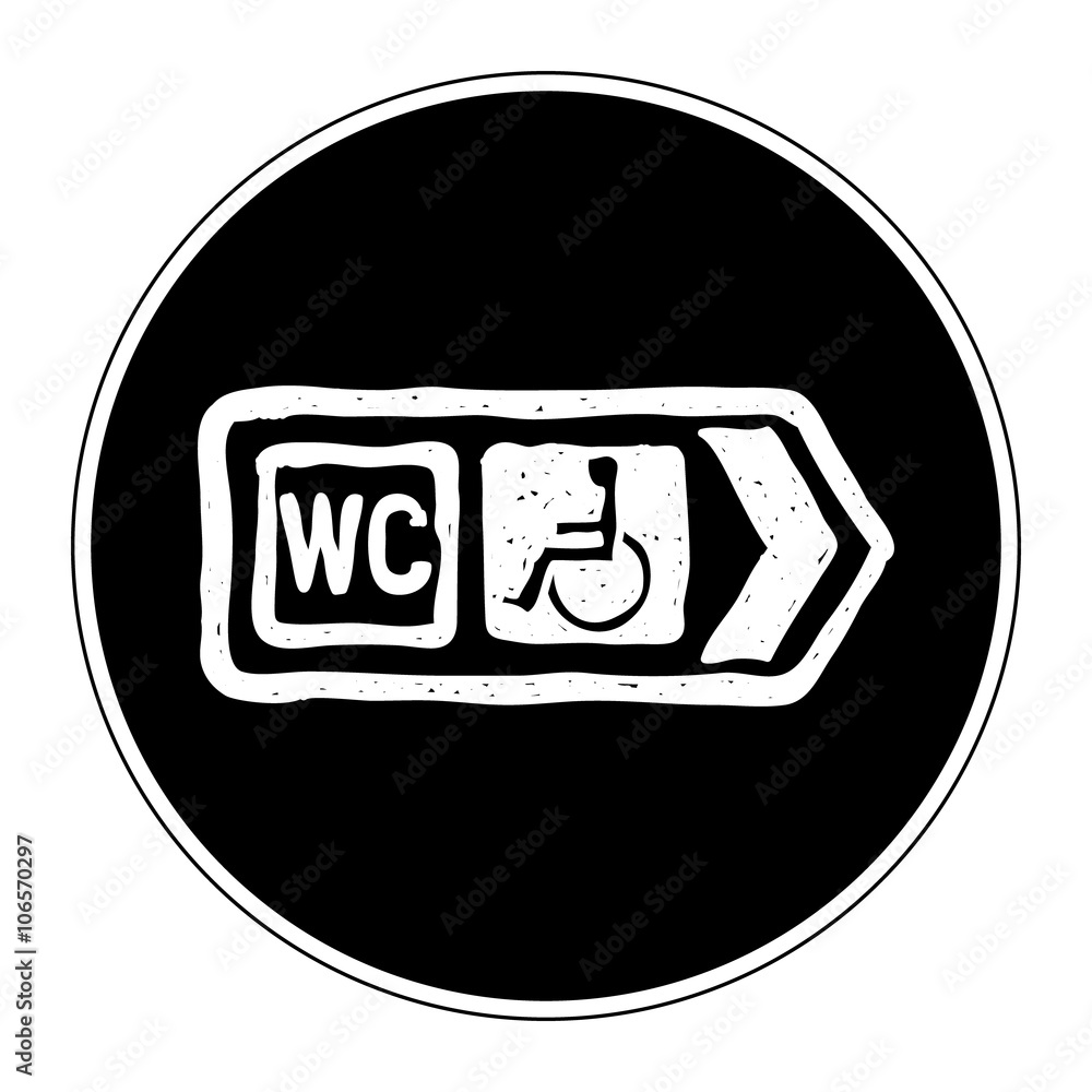 Simple doodle of a road sign showing direction to toilet with di Simple doodle of a road sign showing direction to toilet with di