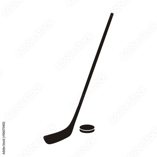 Hockey Stick and Puck Monochrome Icon