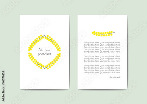 Vector greeting cards template with yellow flowers, 10x15 cm, ready for printing. Perfect for greeting, invitation or wedding invitations and birthday cards.
