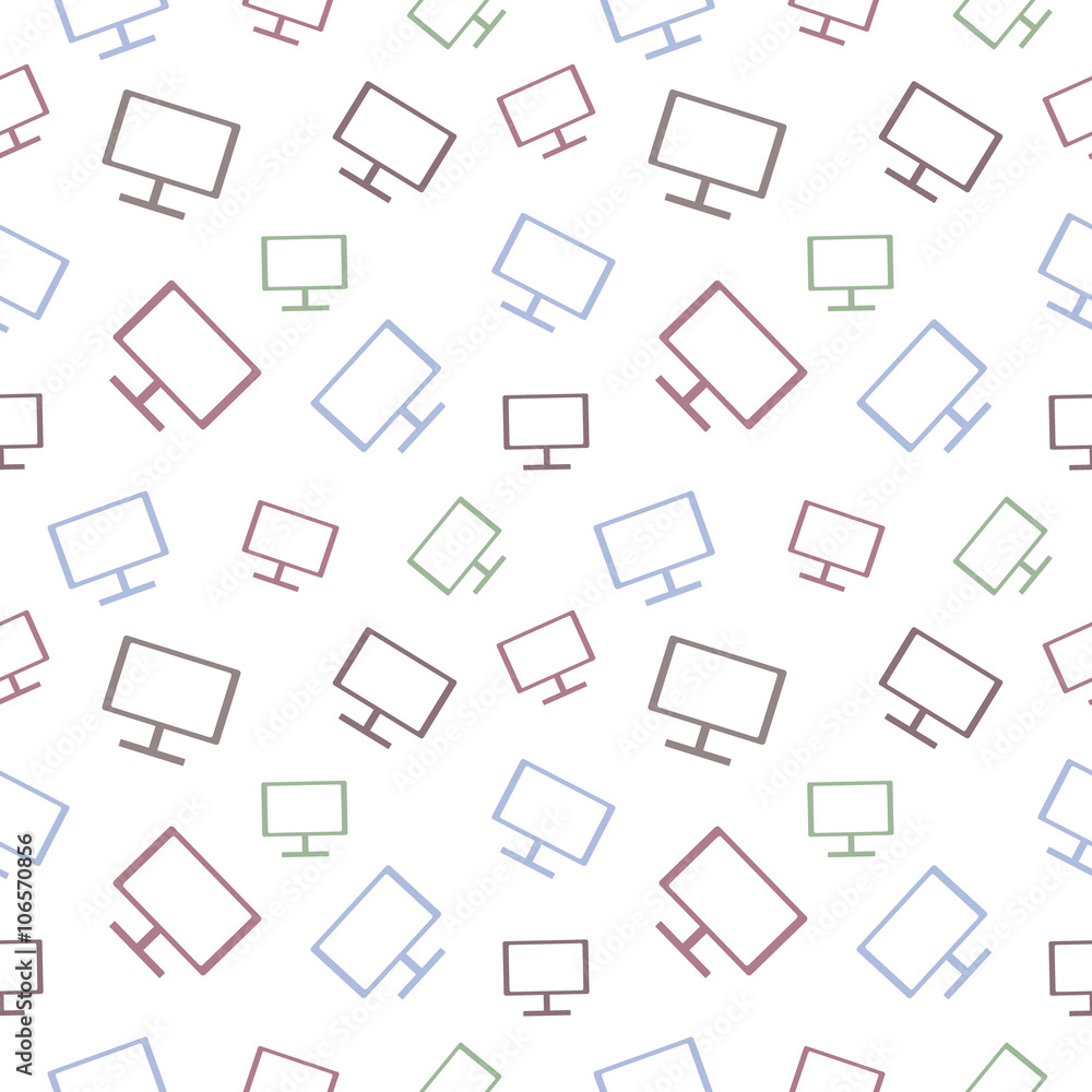 Vector seamless pattern with monitors. Series of Technology Backgrounds.