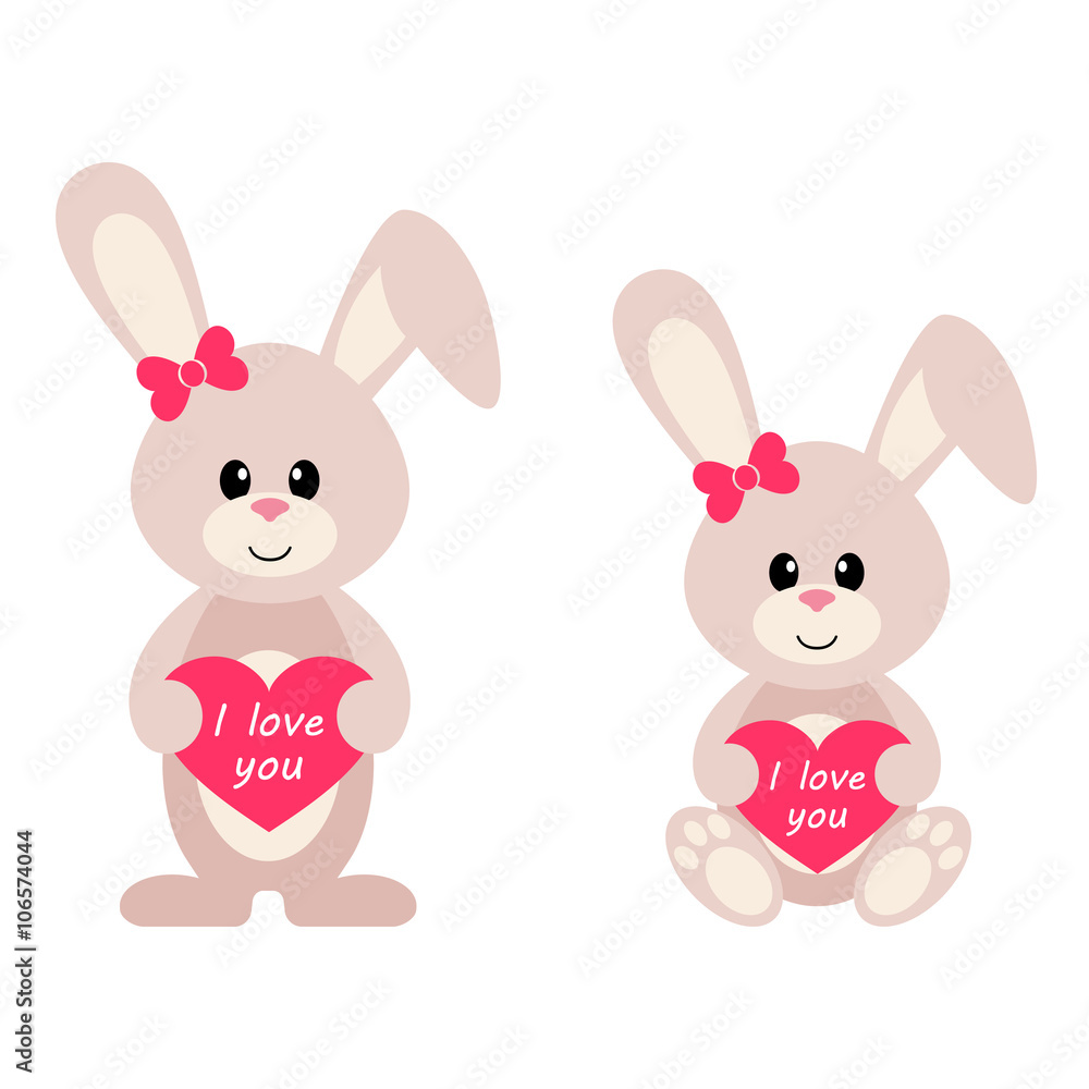 bunny with heart set bunny with heart set