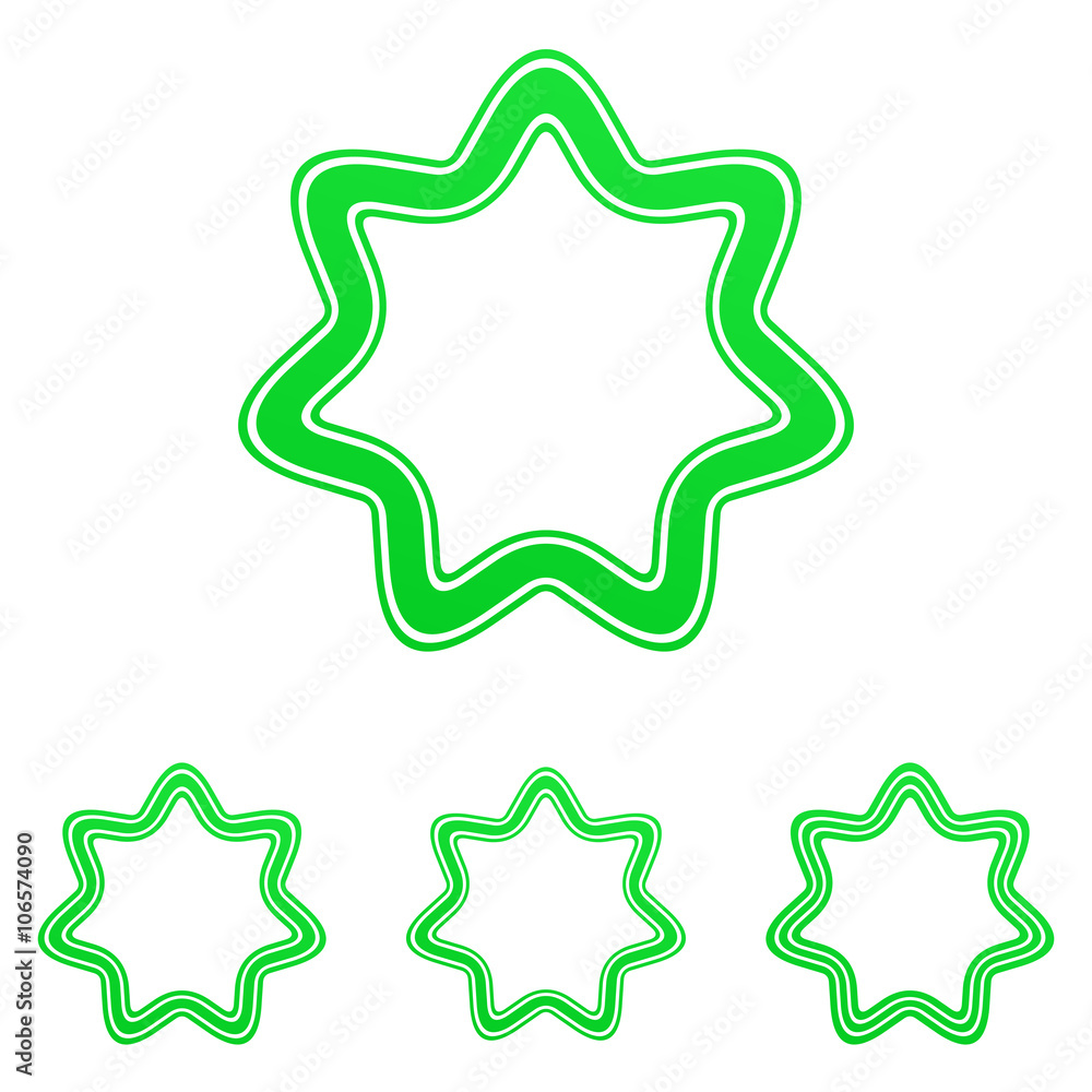 Green line star logo design set Green line star logo design set