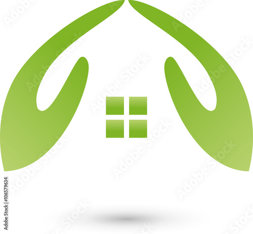 Zwei Hände als Haus, Logo, Immobilienmakler