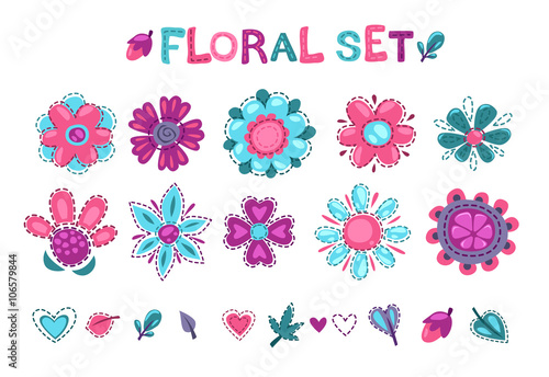 Cute floral elements set