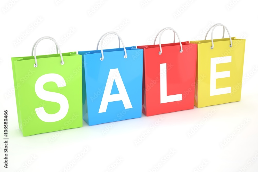 sale written on shopping bag. 3D rendering. sale written on shopping bag. 3D rendering.