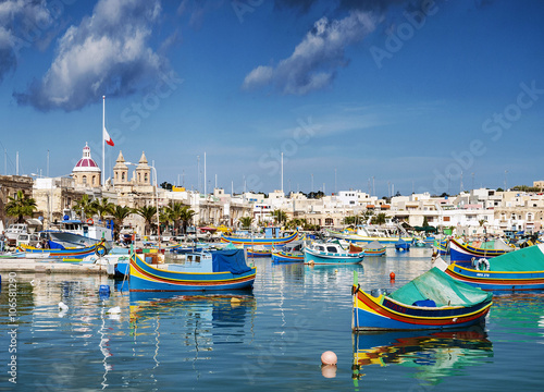 marsaxlokk harbour and traditional mediterranean fishing boats i