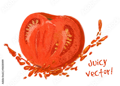 drawing slice of tomato with juice
