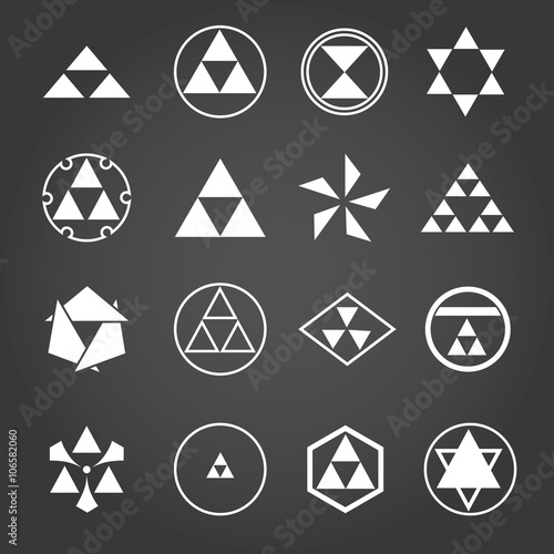 Japan religious symbols sacred geometry vector set