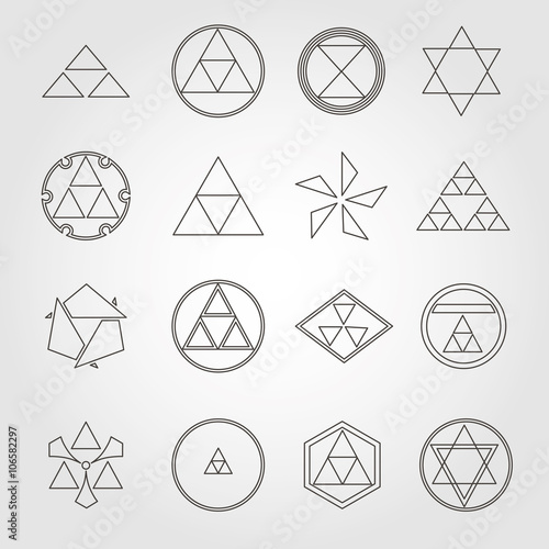 Japan religious symbols sacred geometry vector set