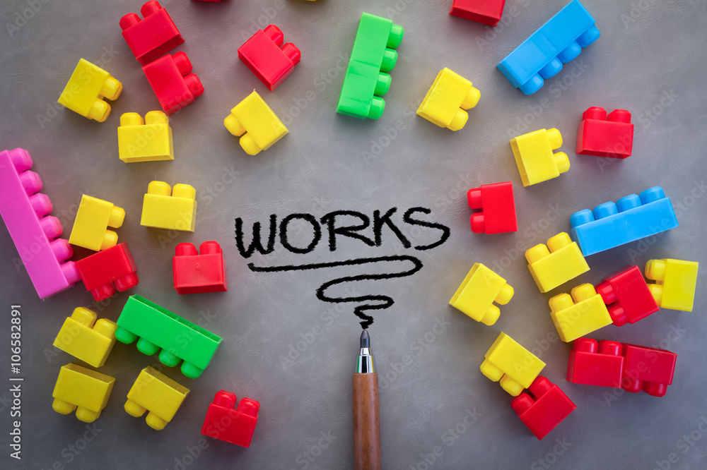 Obraz premium Business concept with word work drawing with plastic box