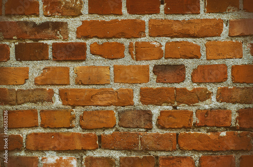 Old red brick rough wall grunge texture, vintage background